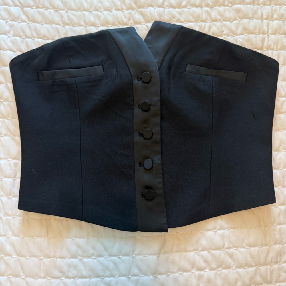 Black Asymmetrical Pencil Crop Top